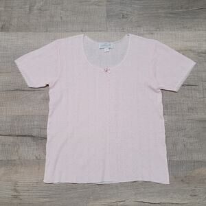 Vintage Embellishments Baby Tee Wool Blend Short Sleeve Coquette Cottagecore Bow